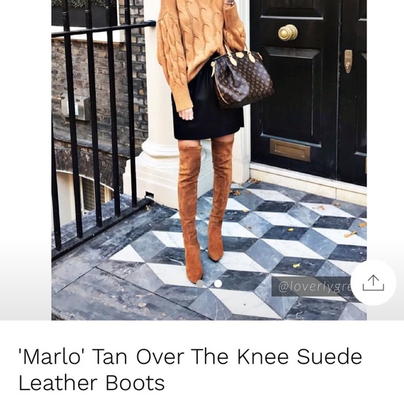 marlo tan over the knee suede boots